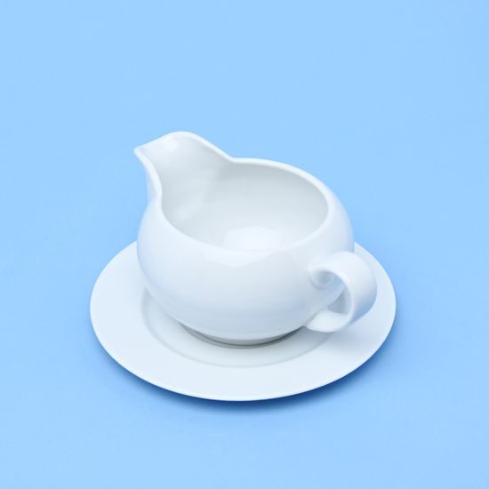 Sauce boat 400 ml plus undersaucer, Thun 1794 Carlsbad porcelain, Opal white