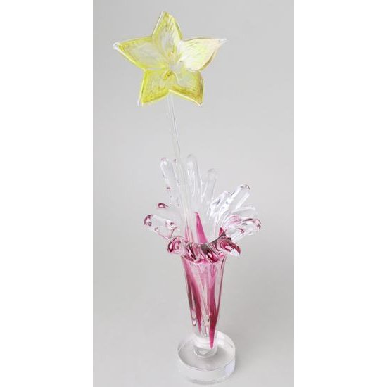 Flower with stem 38 cm - yellow, 1 pcs., Pačinek GLASS