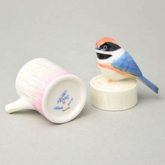 Black-throated passerine toothpick holder h=13 cm, FRANZ porcelain