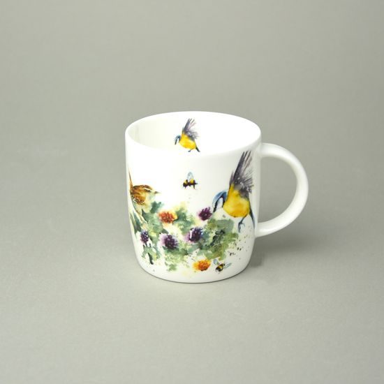 Garden wildlife: Mug Sophie 350 ml birds on blackberry, Roy Kirkham fine bone china