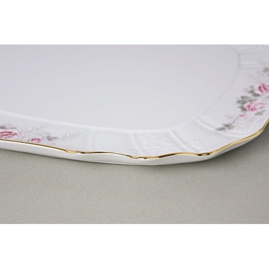 Gold line: Platter 40 cm, Thun 1794 Carlsbad porcelain, BERNADOTTE roses