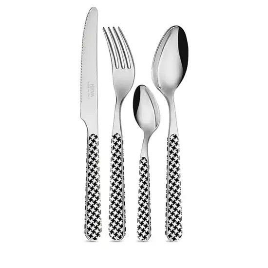 24 pcs. cutlery set, BISTROT Pied de Poule black, NEVA