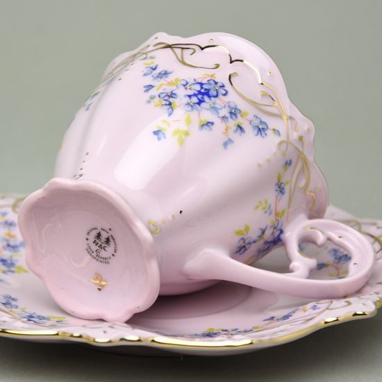 Cup 100 ml + saucer 14 cm, Adélka, decor Forget-me-not, Rose China Chodov