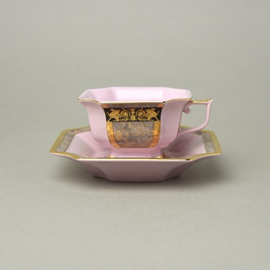 Cup tea 120 ml + saucer 14 cm, Empir decor 568, Rose China Chodov