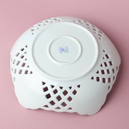 Mísa pětihranná prolamovaná 28 cm, fialky, Český porcelán a.s.