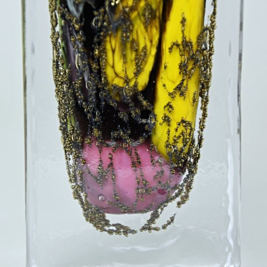 Váza čtyřhranná z kolekce Fleck 31,5 cm, hutní sklo, ruční práce, Vendula Zámečníková