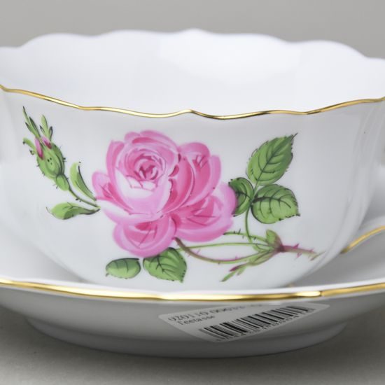 Tea cup 200 ml and saucer 15 cm, meissen rose decor, Meissen porcelain