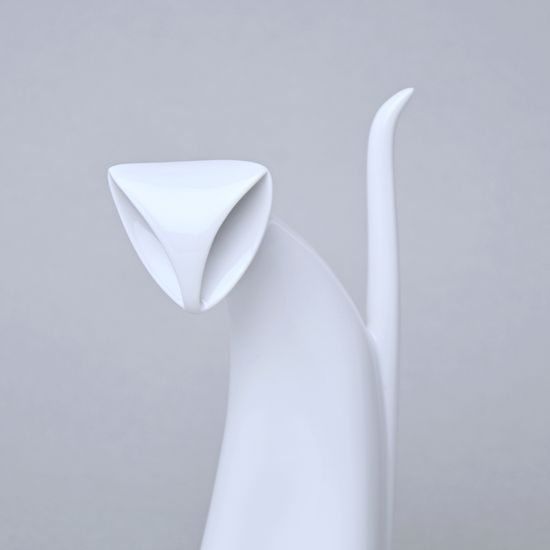 Kočka 16,5 cm, bílé, Porcelánové figurky Duchcov