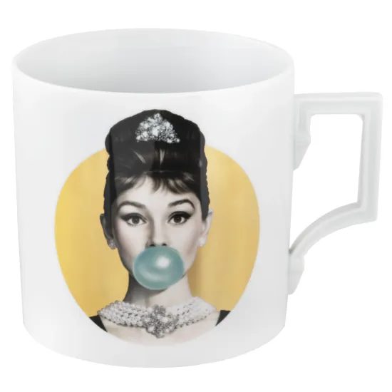 Hrnek Henkel 100 mm 500 ml, Audrey Hepburn se zlatou bublinou, Míšeňský porcelán