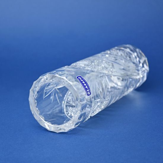 Crystal Hand Cut Vase - Cylinder, Comet, 255 mm, GLASSPO / Crystal Bohemia