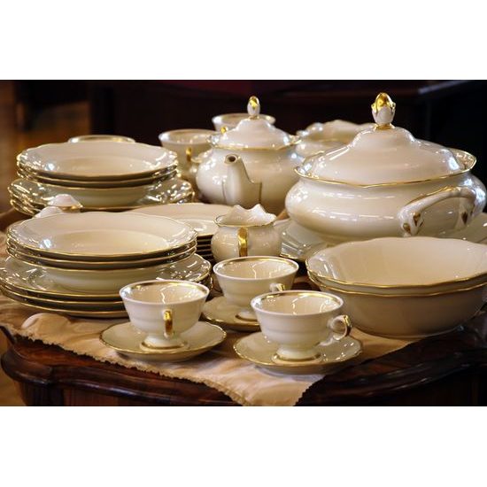 Tea set for 6 persons, Elizabeth Ivory + gold