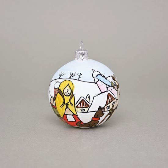 Christmas Tree Decoration Ball "Czech Winter 1918", 7,5 cm, Decor n. 4, Hand-decorated