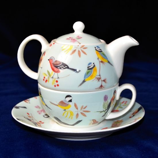 Bird song: Tea for One set, fine bone china Roy Kirkham