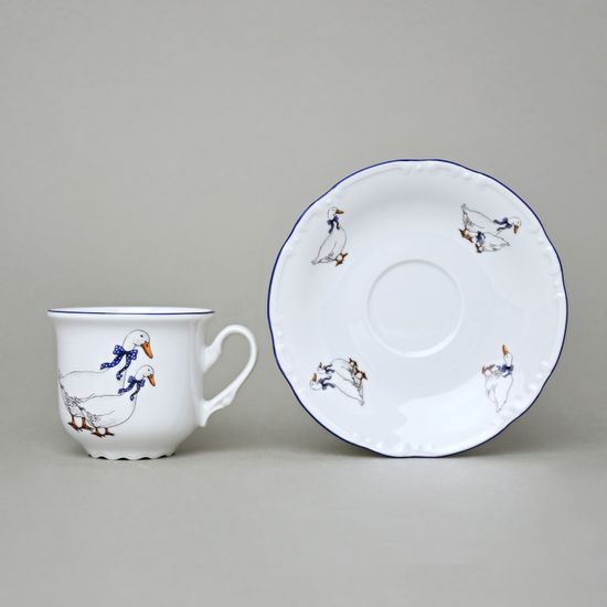 Cup 140 ml + saucer 135 mm, Constance, Geese, Thun 1794, Carlsbad Porcelain