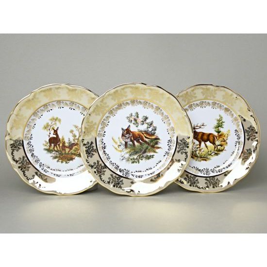 Plate Set for 6 pers., Hunting motifs - Beige, Carlsbad Porcelain