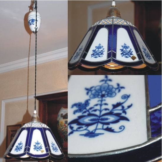 Stahovací lampa 35 cm, porcelán, Lampy a lustry, cibulák originální z Dubí