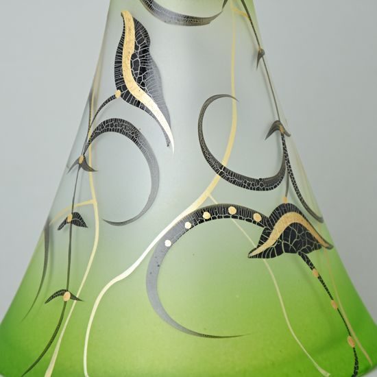 Studio Miracle: Vase Green, 28 cm, Hand-decorated by Vlasta Voborníková