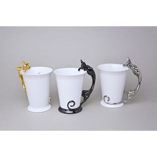 Mug Sphinx with a Cat, 400 ml, Gold, Goldfinger porcelain