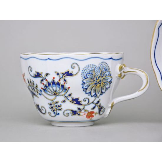 Šálek a podšálek B + B, 210 ml / 14 cm na kávu, rubínová červeň + zlato, Český porcelán a.s.