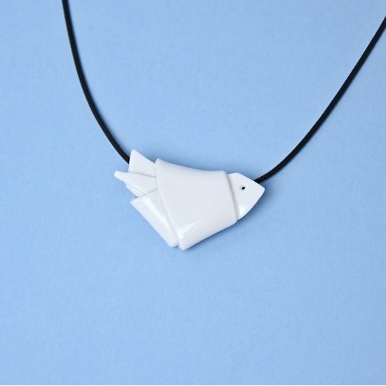Necklace: Knot (Little Bird), black cable, Porcelain Jewels Studio Mallys