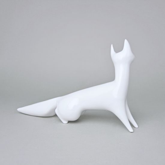 Lišák III, 28 x 6 x 16,5 cm, bílé, Porcelánové figurky Duchcov