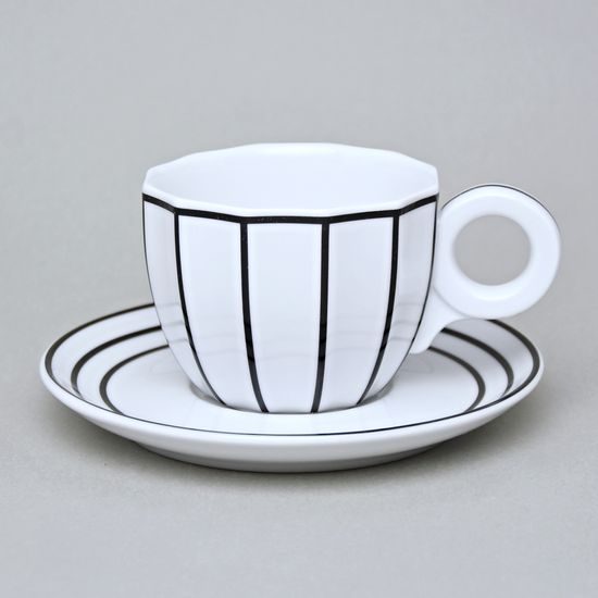Cup and Saucer Šárka 160 ml, Black Line, Goldfinger porcelain