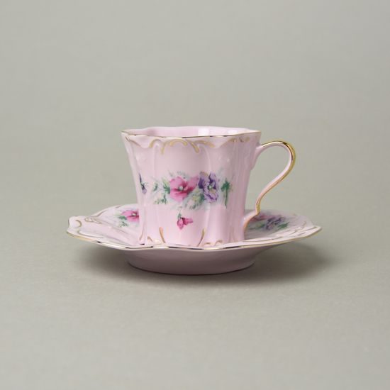 Śálek 100 ml a podšálek mocca 13 cm, Olga 515, Růžový porcelán z Chodova