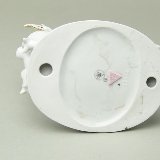 Sob 18 x 20 cm, bílá + zlato, Porcelánové figurky zvířat Duchcov, 2.j.