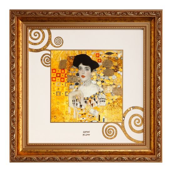 Picture in wooden frame Adele Bloch Bauer 31,5 / 31,5 / 4,5 cm, porcelain, G. Klimt, Goebel