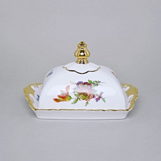 Máslenka na 250 g máslo, Aristokrat, Queens Crown, Original Bohemia porcelain