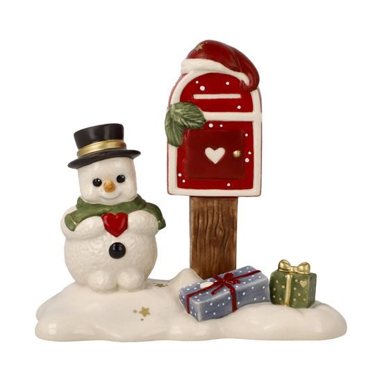 Snowman figurine Christmas Mail 11 / 5.5 / 10.5cm, stoneware, Goebel