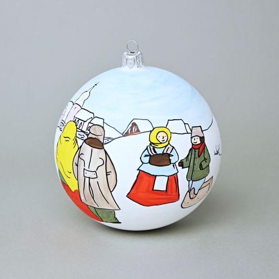 Vánoční skleněná koule 12 cm na stromeček "Stará zima" LIMITOVANÁ edice, ručně malováno