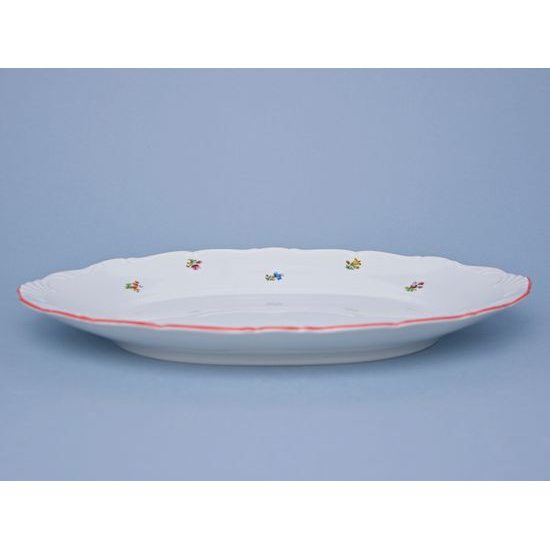 Dish oval 36 cm, Házenka flowers with red line, Thun 1794 Nová Role