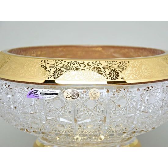 Crystal Bowl On The Stand Gerbera, h: 24 cm, Gold, Ales Zverina - AZ Design