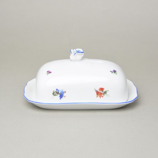 Máslenka hranatá velká - komplet dvoudílná 0,250 kg, házenka s modrou linkou, Český porcelán a.s.