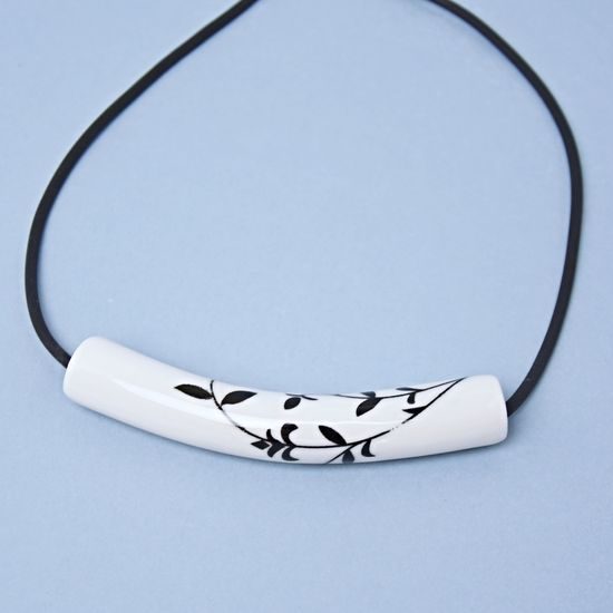 Náhrdelník: Dutinka - černý cibulák, Porcelánové šperky Ateliér Mallys