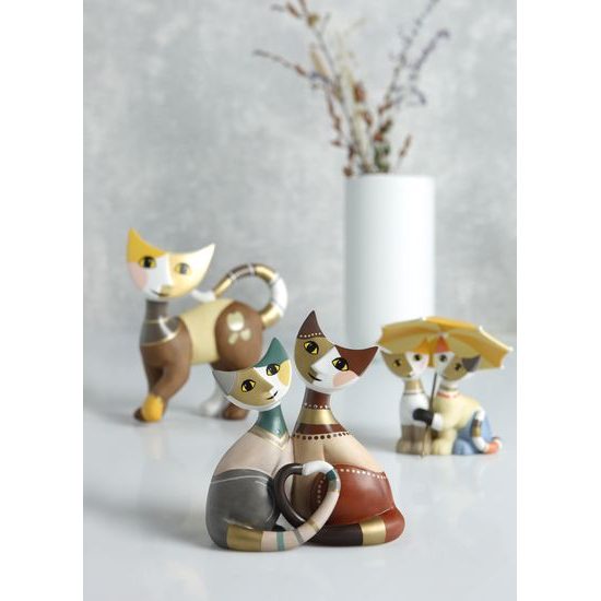 Kočky Mira a Mio, 12 / 7 / 14 cm, porcelán, R. Wachtmeister, Kočky Goebel