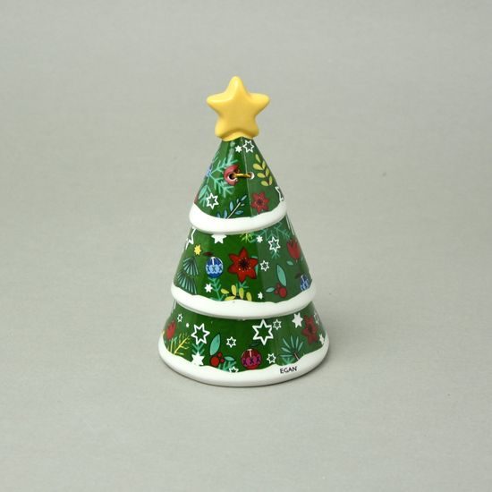 Christmas bell tree 10 x 15 cm, glazed ceramic EGAN