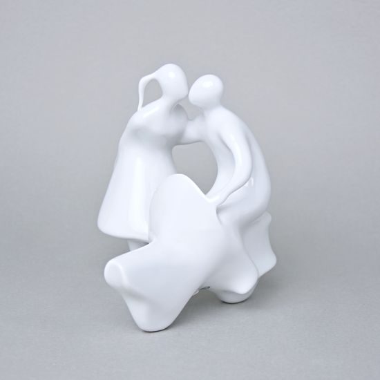 Lovers on Scooter 14,5 x 12,5 x 16,5 cm, White, Porcelain figures Duchcov (Royal Dux Bohemia)