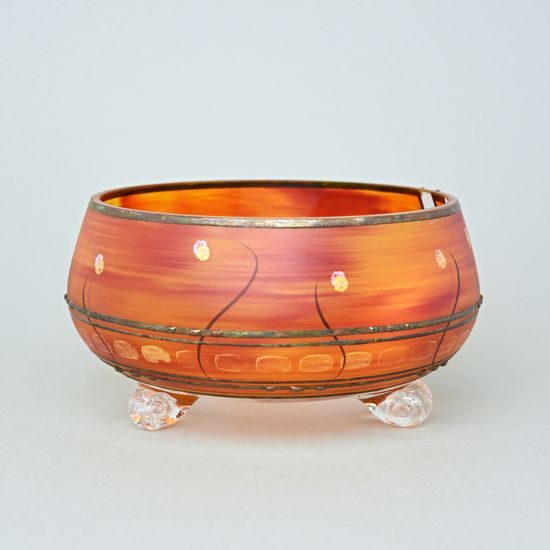 Studio Miracle: Bowl orange-red, 21 cm, Hand-decorated by Vlasta Voborníková