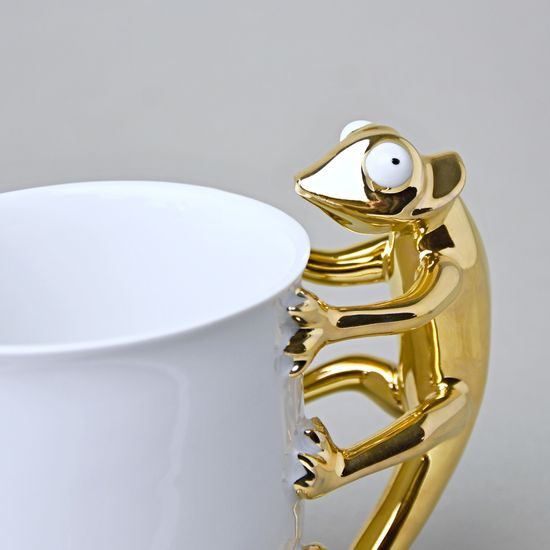 Mug ZOO Chameleon 400 ml, GOLD, 12 cm, Goldfinger porcelain