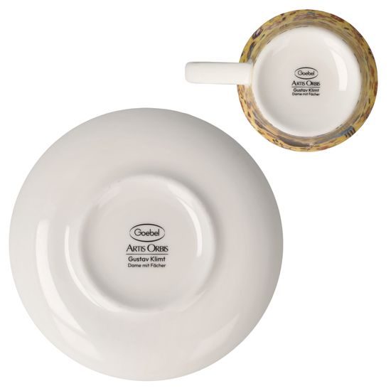 Šálek 100 ml a podšálek 12 cm espresso Dáma s vějířem, jemný kostní porcelán, G. Klimt, Goebel