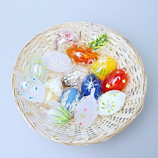 Závěsné velikonoční vajíčko - foukané, malované, 7 cm, (náhodný výběr dekoru)
