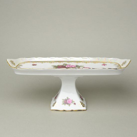 Podnos sandwichový 36 x 15 cm na noze, Cecily, porcelán Carlsbad / QUEENs Crown