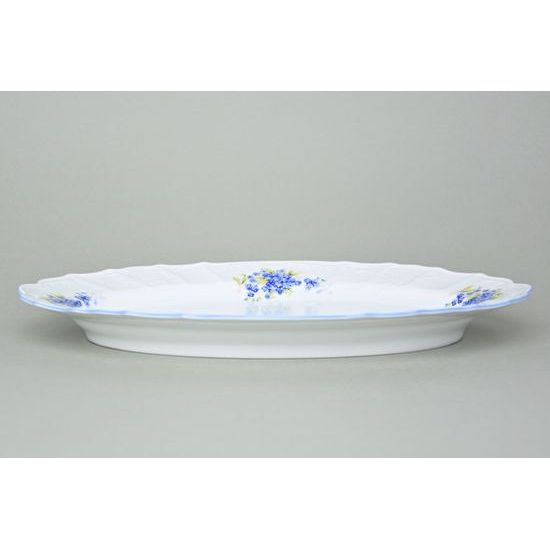 Oval dish 39 cm, Thun 1794 Carlsbad porcelain, BERNADOTTE Forget-me-not-flower