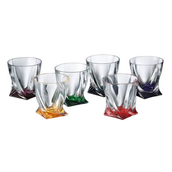 Quadro coloured - Whisky set for 6 pers., 6 pcs., Crystalite Bohemia