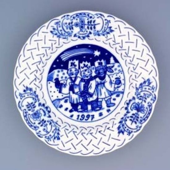 Annual plate 1997 18 cm, relief, Original Blue Onion Pattern