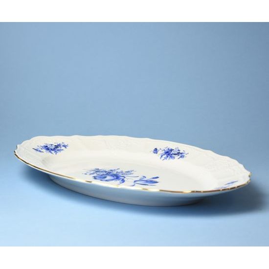 Dish oval 34 cm, Thun 1794 Carlsbad porcelain, BERNADOTTE blue rose