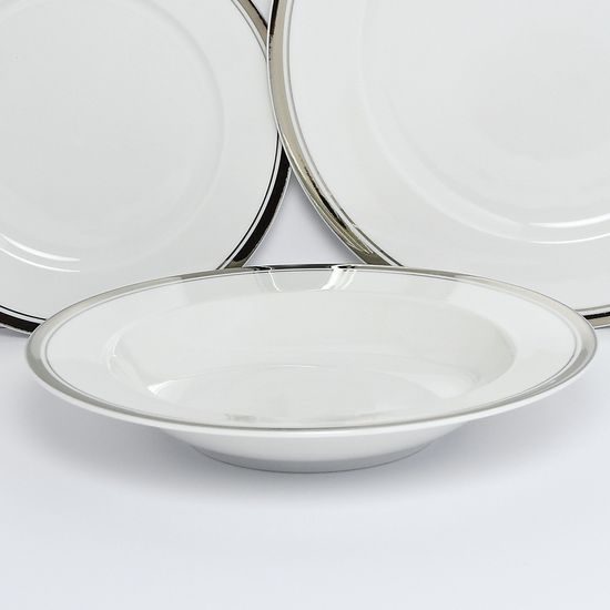 Deep plate 22,5 cm, Sabina, platinum rim, Leander Loučky