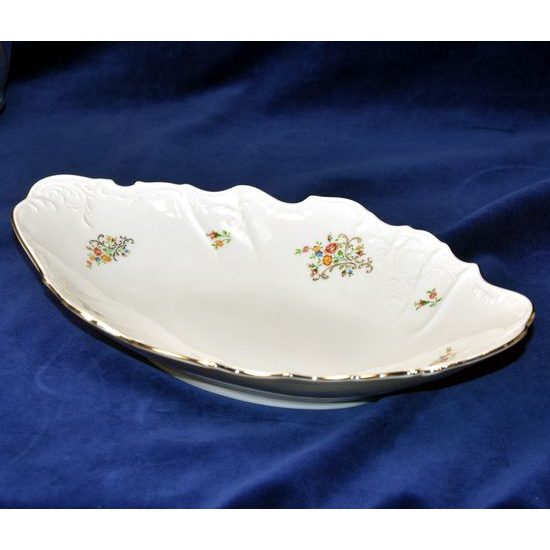 Bread basket 34 cm, Thun 1794 Carlsbad porcelain, BERNADOTTE flowers with gold